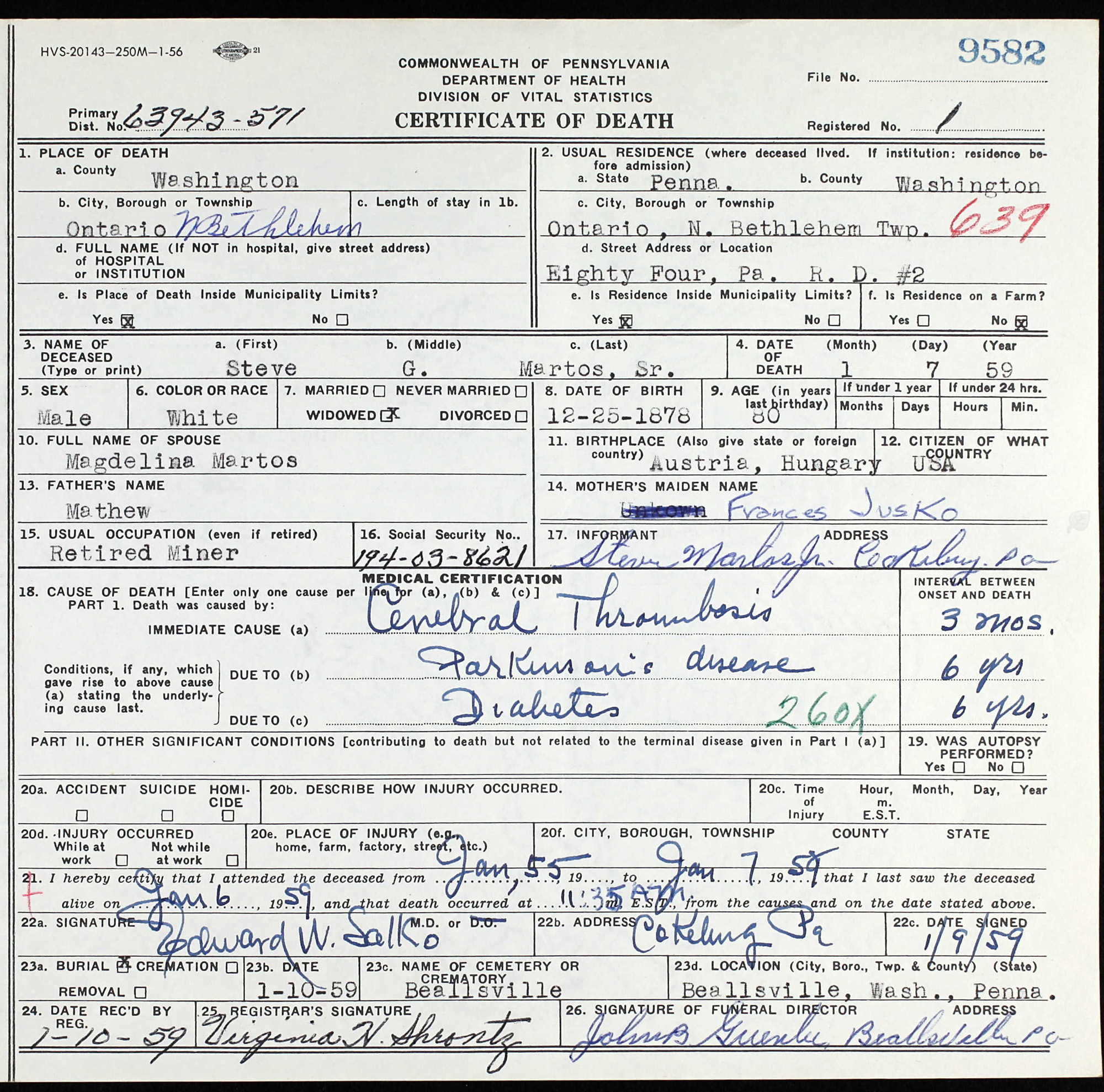 death certificate